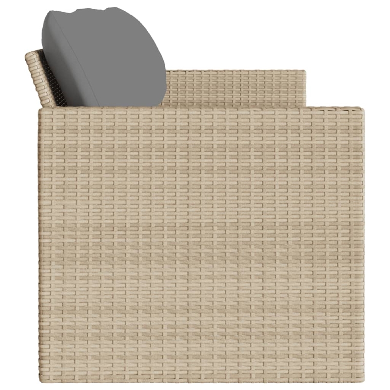vidaXL 3-Seater Poly Rattan And Powder-Coated Steel Garden Sofa in Beige
