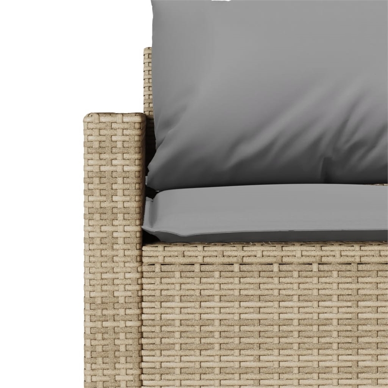 vidaXL 3-Seater Poly Rattan And Powder-Coated Steel Garden Sofa in Beige