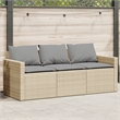 vidaXL 3-Seater Poly Rattan And Powder-Coated Steel Garden Sofa in Beige