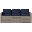 vidaXL 3-Seater PE Rattan Garden Sofa With Removable Covers in Grey