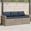 vidaXL 3-Seater PE Rattan Garden Sofa With Removable Covers in Grey