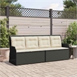 vidaXL Standard PE Rattan Reclining Garden Bench With Removable Covers in Black