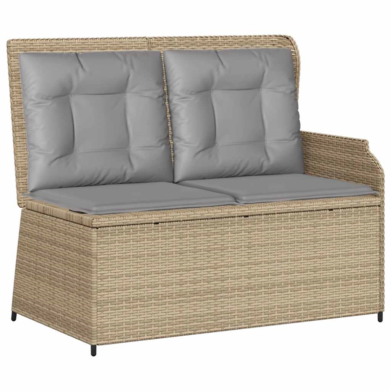 vidaXL Standard PE Rattan And Powder-Coated Steel Reclining Patio Bench in Beige
