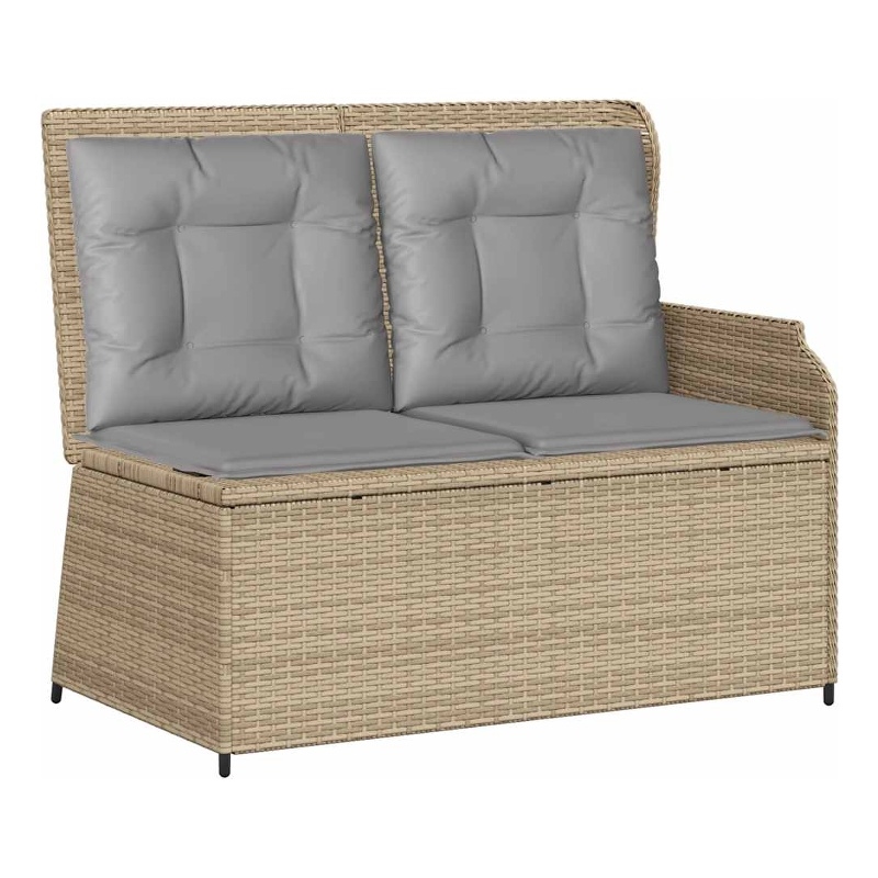 vidaXL Standard PE Rattan And Powder-Coated Steel Reclining Patio Bench in Beige