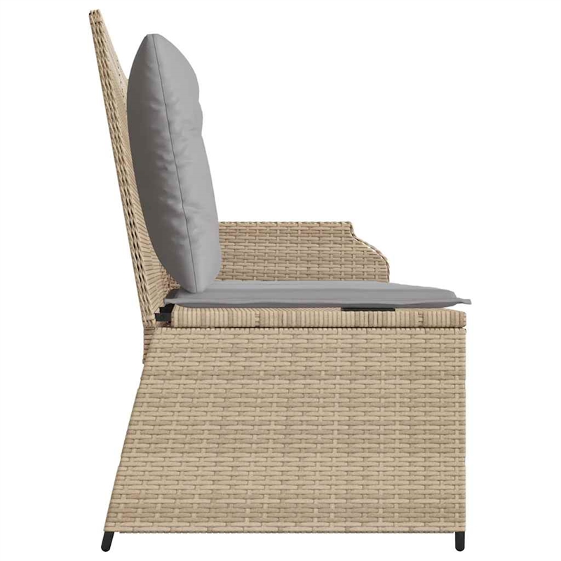 vidaXL Standard PE Rattan And Powder-Coated Steel Reclining Patio Bench in Beige