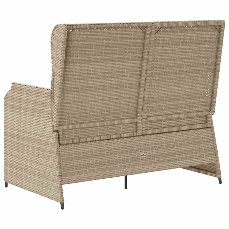 vidaXL Standard PE Rattan And Powder-Coated Steel Reclining Patio Bench in Beige