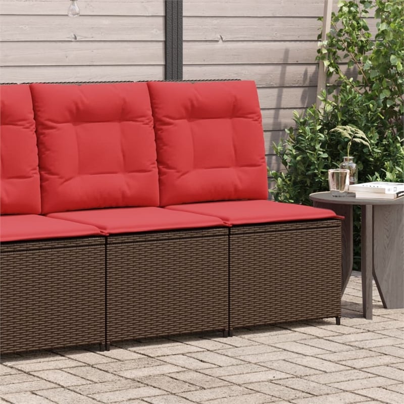 vidaXL Single-Seat PE Rattan Reclining Patio Sofa in Brown