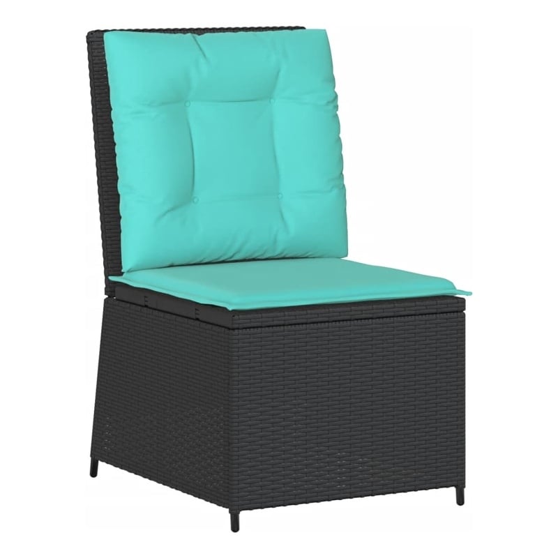 vidaXL Reclining Patio Sofa in Black And Turquoise