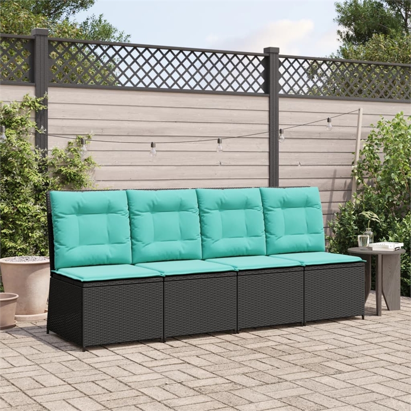 vidaXL Reclining Patio Sofa in Black And Turquoise