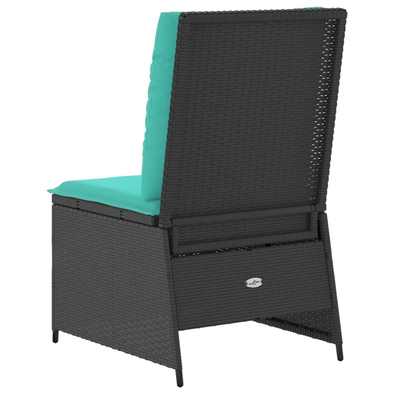 vidaXL Reclining Patio Sofa in Black And Turquoise