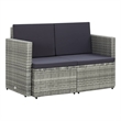 vidaXL Grey PE Rattan And Powder-Coated Steel Sofa With Dark Grey Cushions