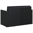vidaXL 2-Seater PE Rattan And Powder-Coated Steel And Polyester Sofa in Black