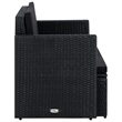 vidaXL 2-Seater PE Rattan And Powder-Coated Steel And Polyester Sofa in Black