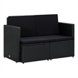 vidaXL 2-Seater PE Rattan And Powder-Coated Steel And Polyester Sofa in Black