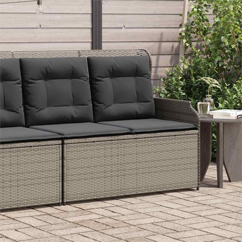 vidaXL 2-Seater PE Rattan Reclining Garden Bench in Grey