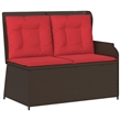 vidaXL PE Rattan Powder-Coated Steel & Polyester Reclining Patio Bench in Brown