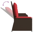 vidaXL PE Rattan Powder-Coated Steel & Polyester Reclining Patio Bench in Brown