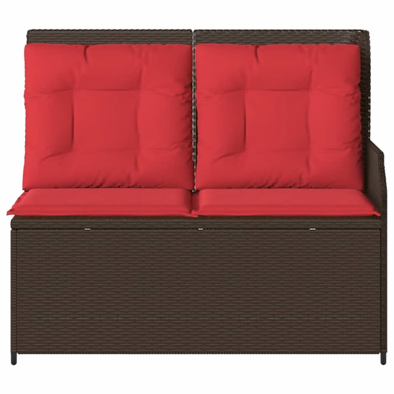 vidaXL PE Rattan Powder-Coated Steel & Polyester Reclining Patio Bench in Brown