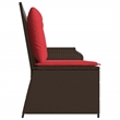 vidaXL PE Rattan Powder-Coated Steel & Polyester Reclining Patio Bench in Brown