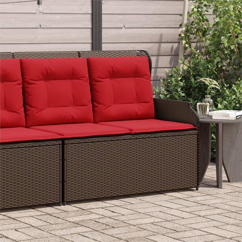 vidaXL PE Rattan Powder-Coated Steel & Polyester Reclining Patio Bench in Brown