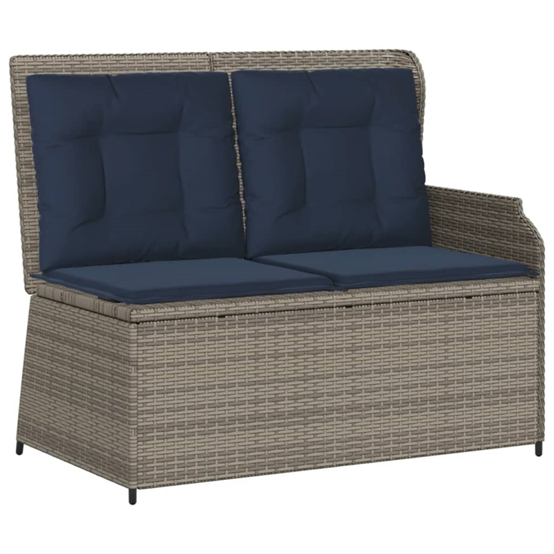 vidaXL Standard PE Rattan Reclining Patio Bench in Grey