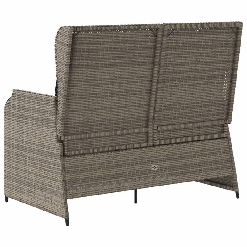 vidaXL Standard PE Rattan Reclining Patio Bench in Grey