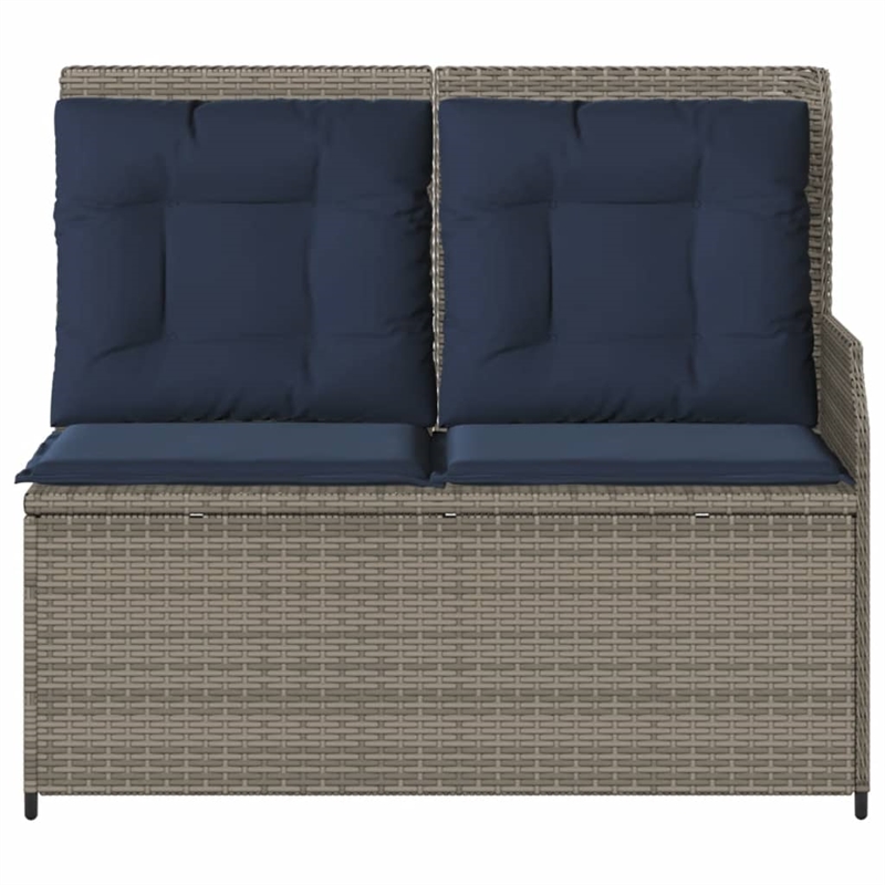 vidaXL Standard PE Rattan Reclining Patio Bench in Grey