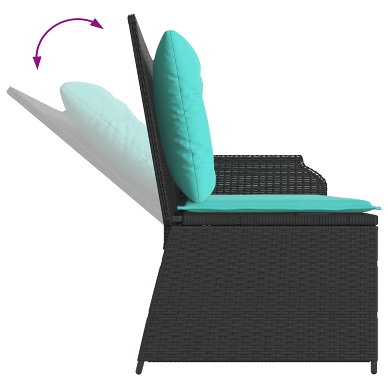 vidaXL Reclining Patio Bench in Black