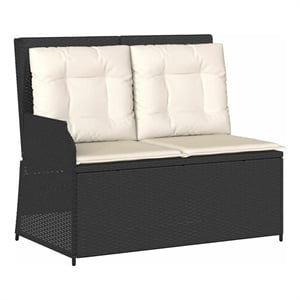 vidaXL Reclining Garden Bench in Black & Cream/White