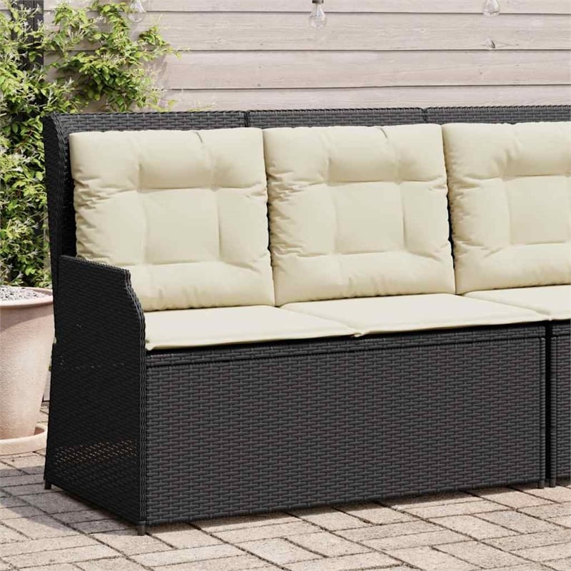 vidaXL Reclining Garden Bench in Black & Cream/White