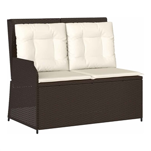 vidaXL Medium PE Rattan Reclining Patio Bench With Adjustable Armrests in Brown