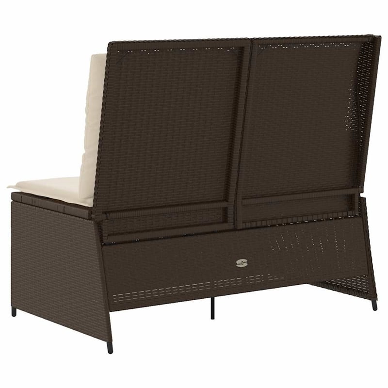 vidaXL Medium PE Rattan Reclining Patio Bench With Adjustable Armrests in Brown