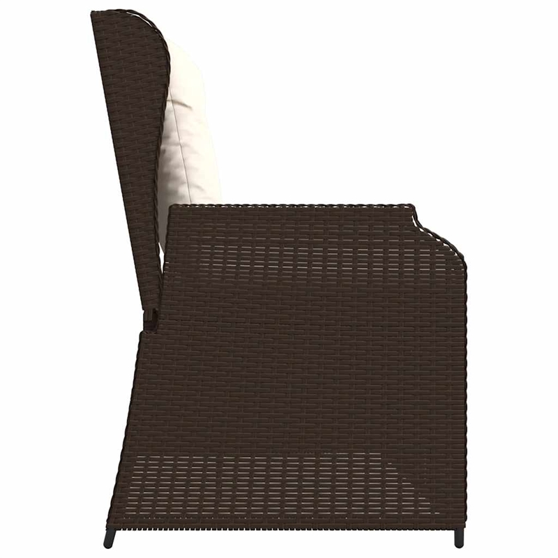 vidaXL Medium PE Rattan Reclining Patio Bench With Adjustable Armrests in Brown