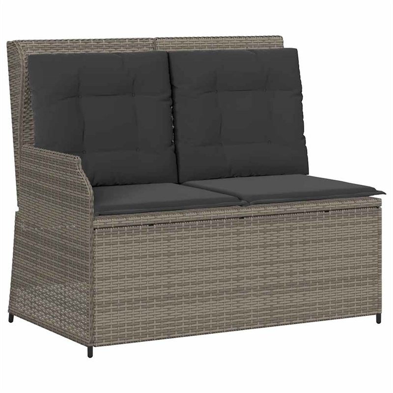 vidaXL PE Rattan And Powder-Coated Steel Reclining Garden Bench in Grey