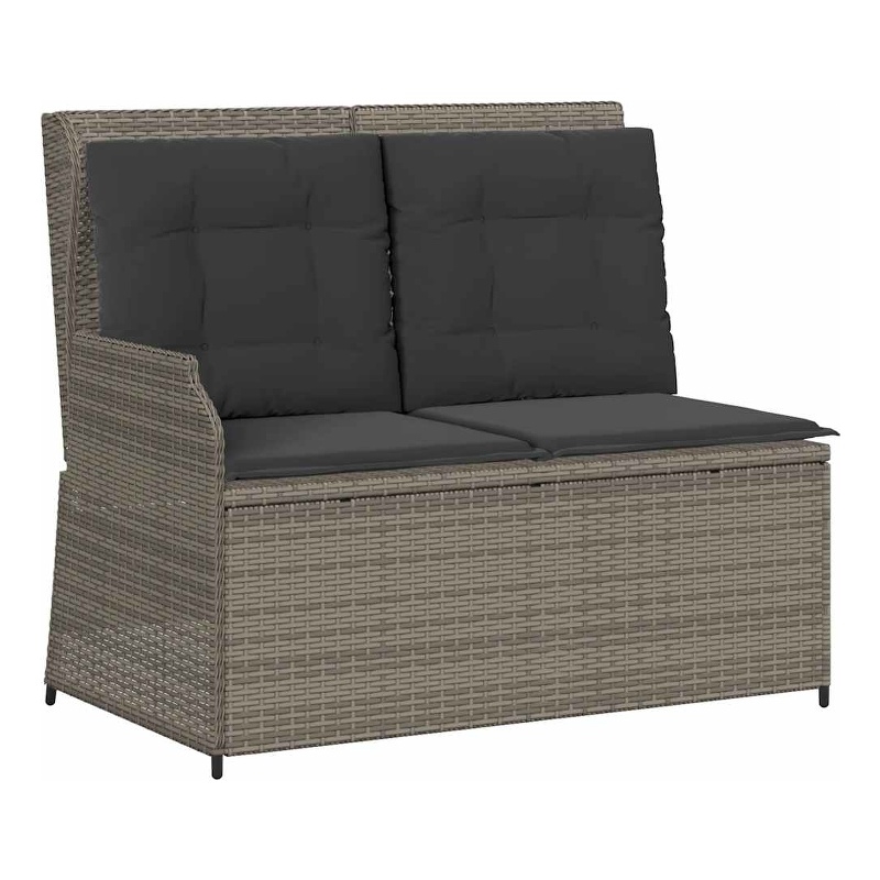 vidaXL PE Rattan And Powder-Coated Steel Reclining Garden Bench in Grey