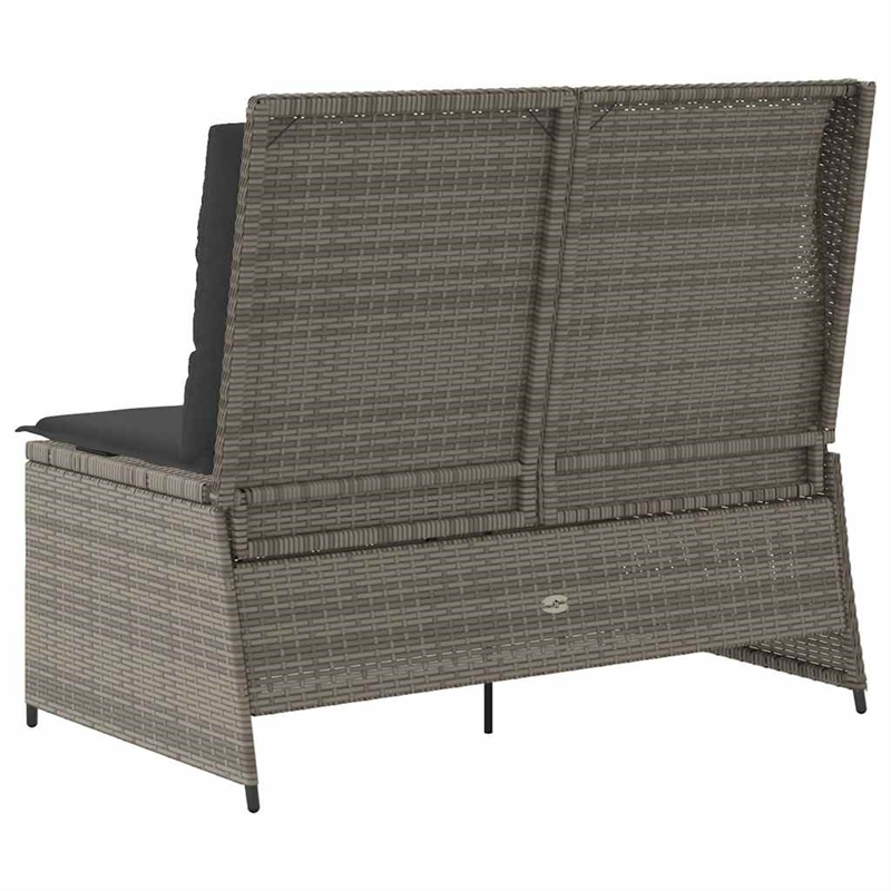 vidaXL PE Rattan And Powder-Coated Steel Reclining Garden Bench in Grey