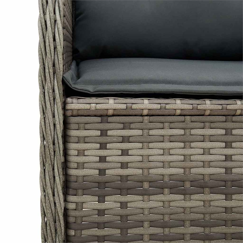 vidaXL PE Rattan And Powder-Coated Steel Reclining Garden Bench in Grey
