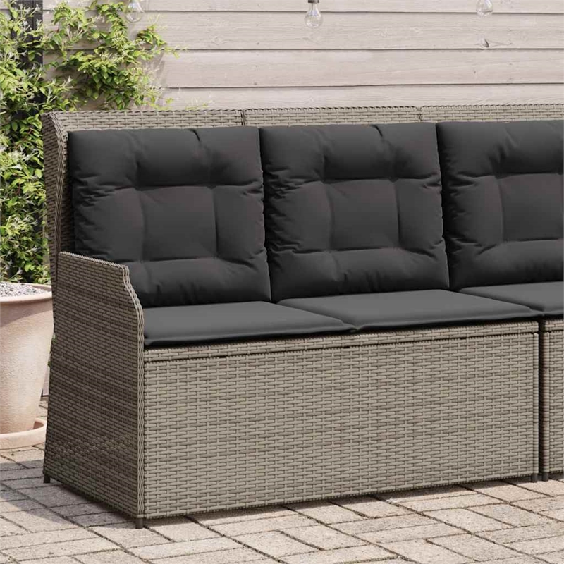 vidaXL PE Rattan And Powder-Coated Steel Reclining Garden Bench in Grey