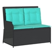 vidaXL 2-Seater PE Rattan Reclining Patio Bench in Black And Turquoise