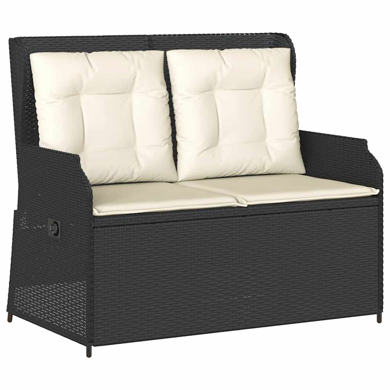 vidaXL PE Rattan & Powder-Coated Steel Reclining Garden Bench in Black