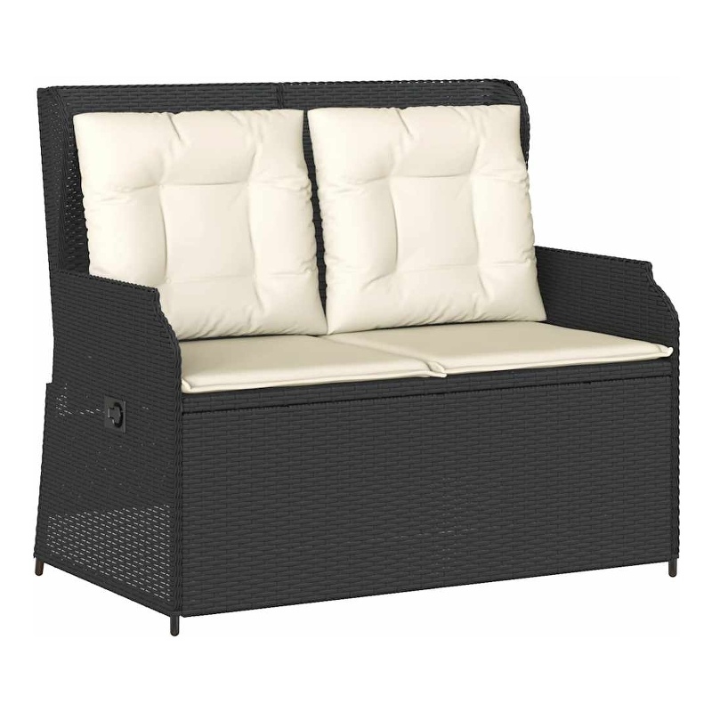 vidaXL PE Rattan & Powder-Coated Steel Reclining Garden Bench in Black