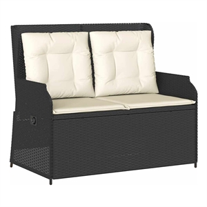 vidaXL PE Rattan & Powder-Coated Steel Reclining Garden Bench in Black