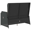 vidaXL PE Rattan & Powder-Coated Steel Reclining Garden Bench in Black