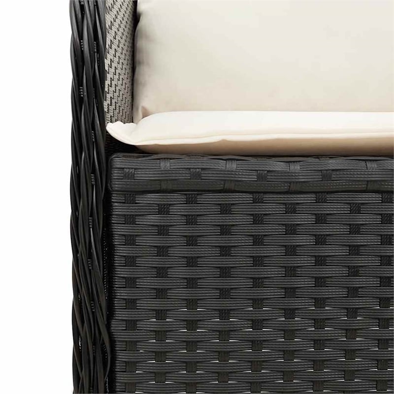 vidaXL PE Rattan & Powder-Coated Steel Reclining Garden Bench in Black