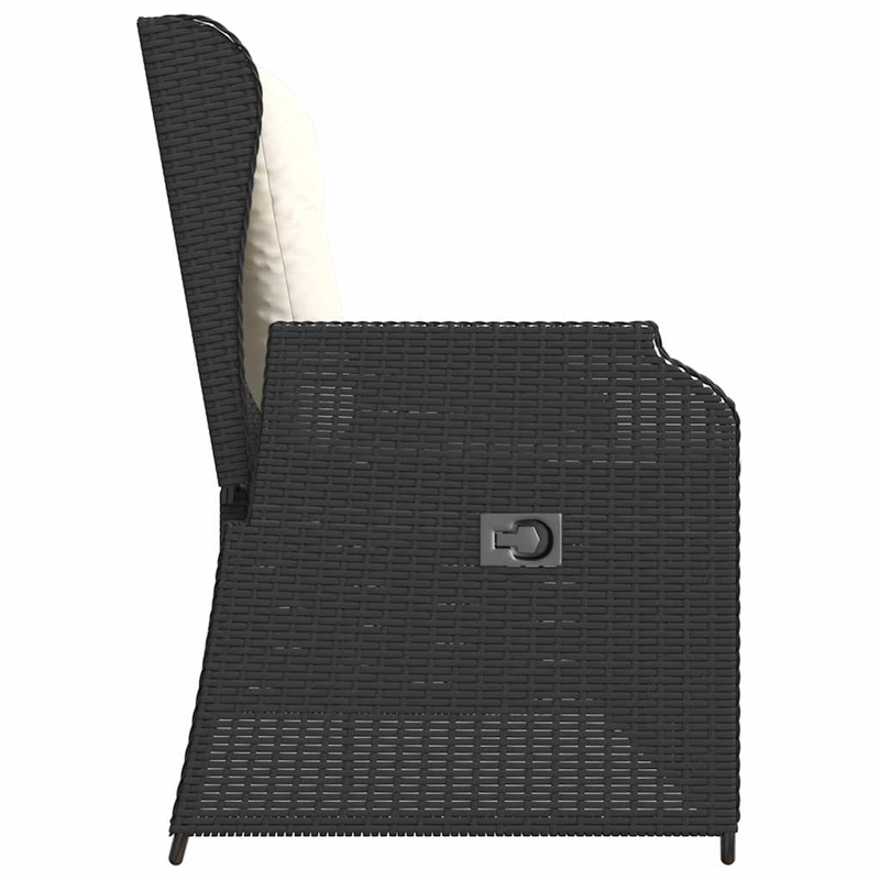 vidaXL PE Rattan & Powder-Coated Steel Reclining Garden Bench in Black