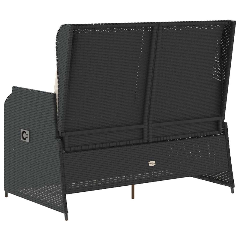 vidaXL PE Rattan & Powder-Coated Steel Reclining Garden Bench in Black