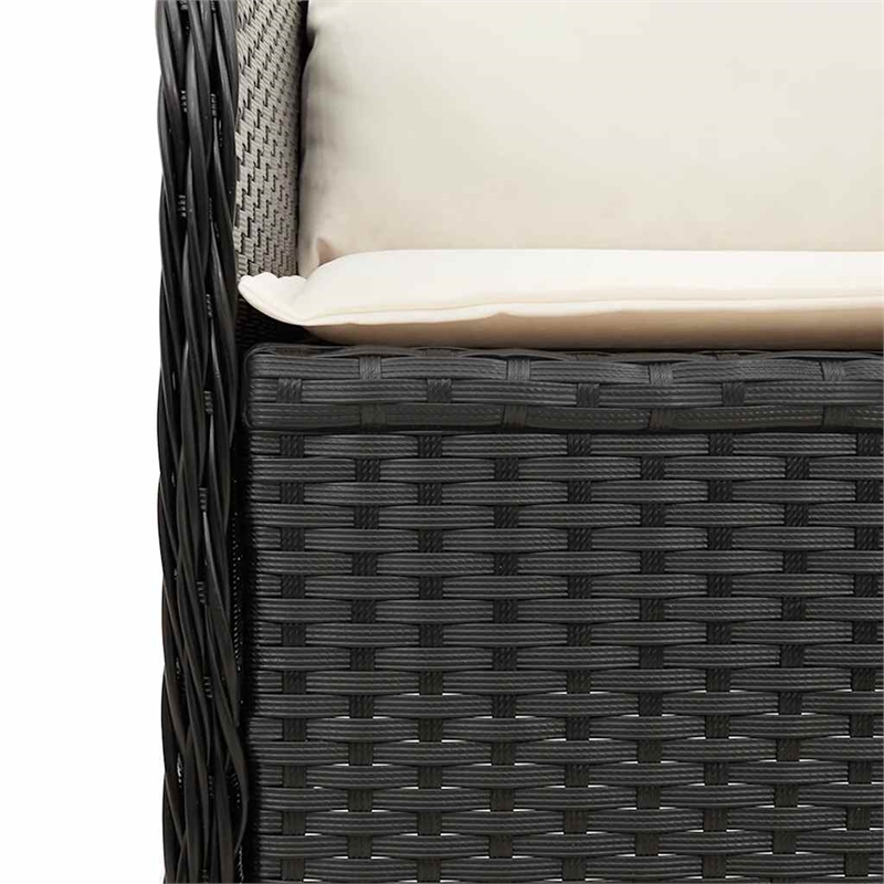 vidaXL PE Rattan & Powder-Coated Steel Reclining Garden Bench in Black