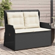 vidaXL PE Rattan & Powder-Coated Steel Reclining Garden Bench in Black