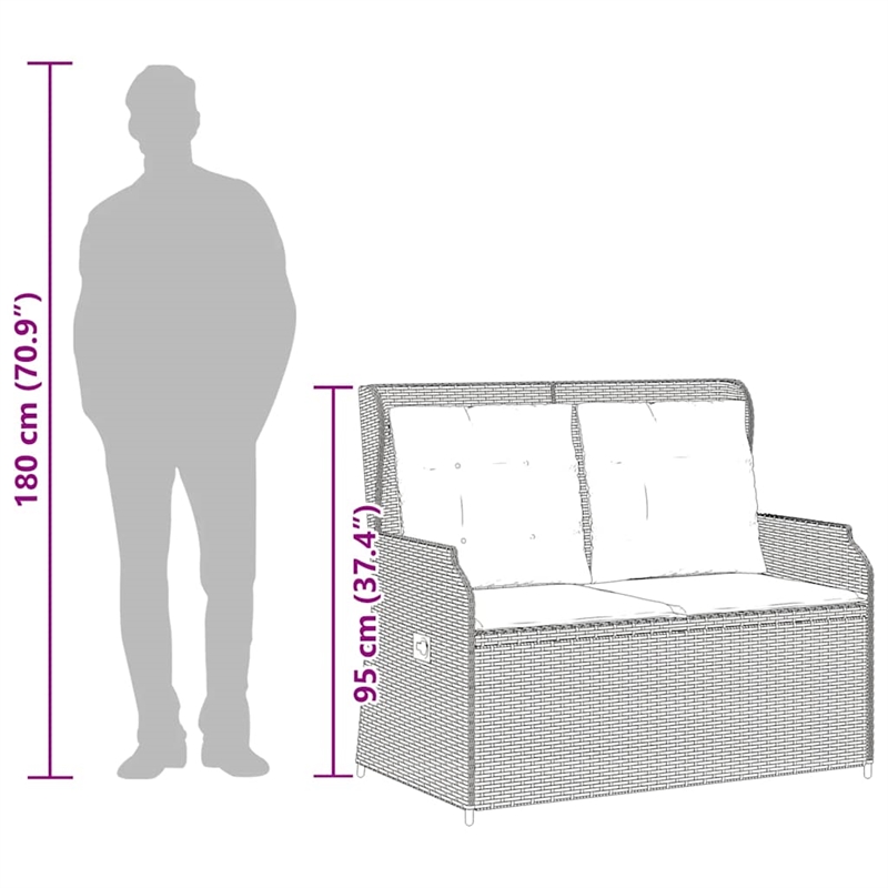 vidaXL Reclining Patio Bench in Beige And Light Grey