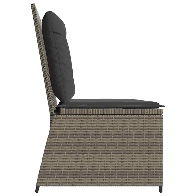 vidaXL Medium Poly Rattan And Powder-Coated Steel Reclining Garden Bench in Grey